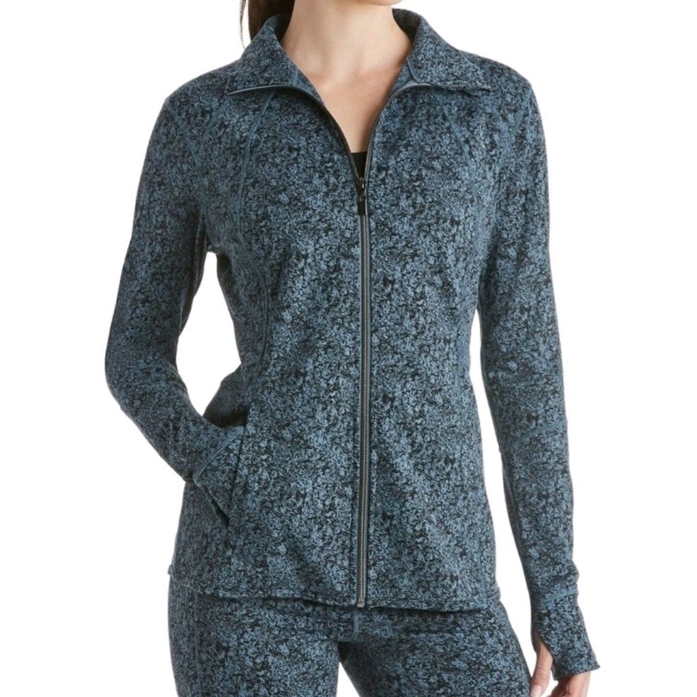 Ladies Activewear Textured Jacket NEW  S Full Zip Pockets Thumbholes Stretchy